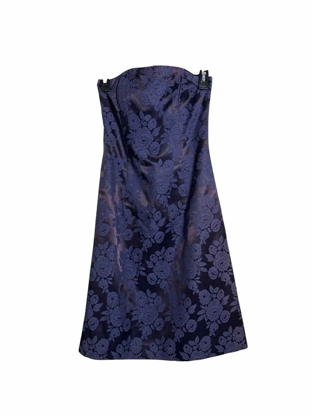 Vintage Jessica McClintock Navy Floral Jacquard Strapless Dress USA Sz 4
